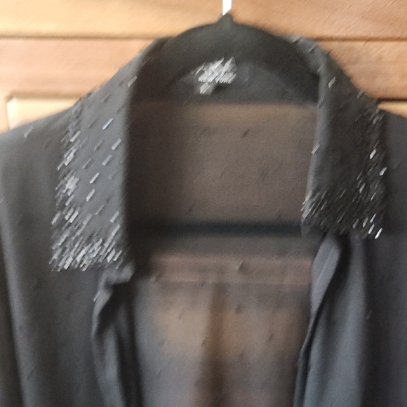 Ara Black Sheer Button Down Shirt - Picture 3 of 4